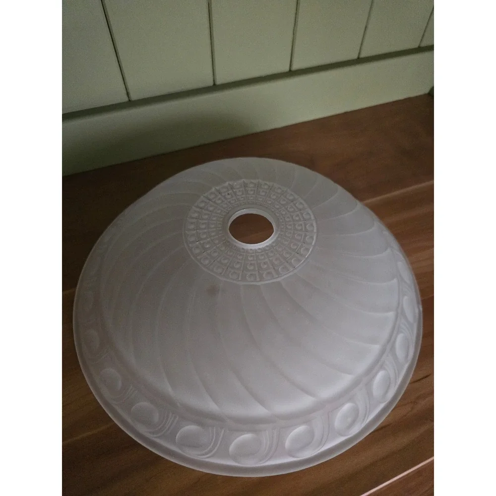 Antique 1930s Art Deco Frosted Glass Ceiling Light Shade Swirl Pattern  14.4